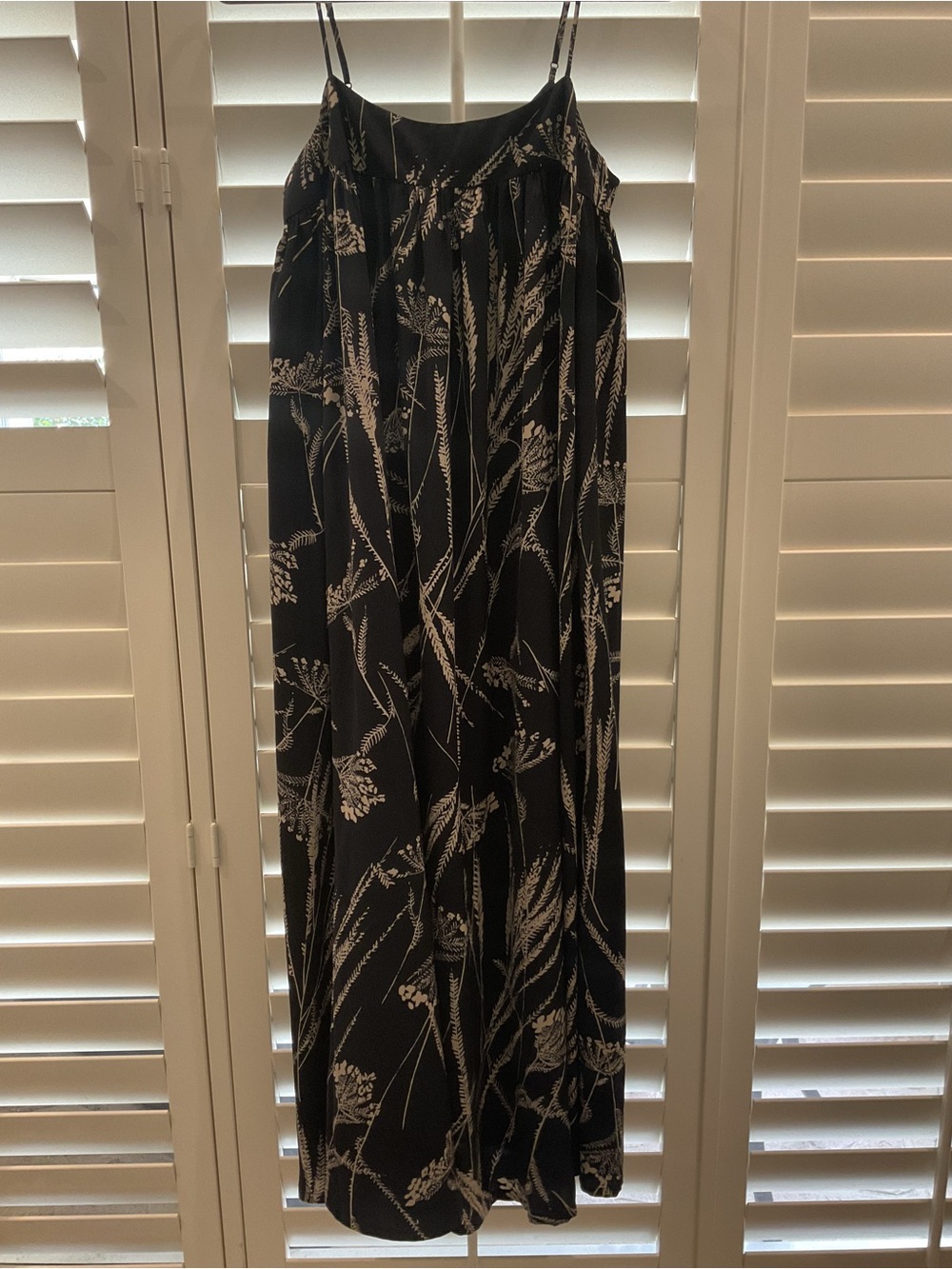 Banana Republic Black and Cream Floral Maxi Dress with Spaghetti Straps